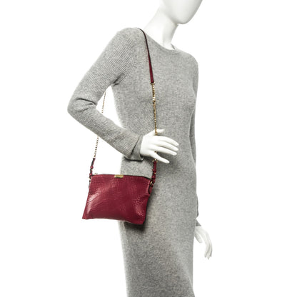 Burberry Signature Grain Calfskin Check Embossed Peyton Crossbody Clutch Bag Vibrant Fuchsia 2 of 8