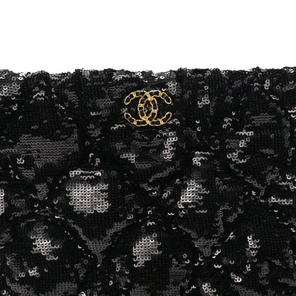 Chanel Sequins Quilted Large Chanel 19 Pouch Black 8 of 8