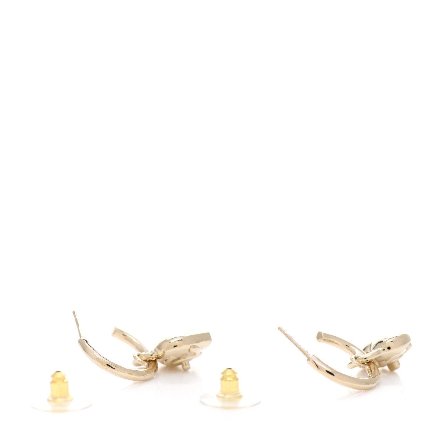 Chanel Metal CC Heart Drop Earrings Gold 3 of 5