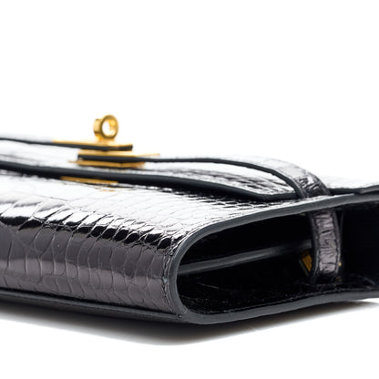 Hermes Shiny Alligator Kelly Wallet To Go Black 10 of 10