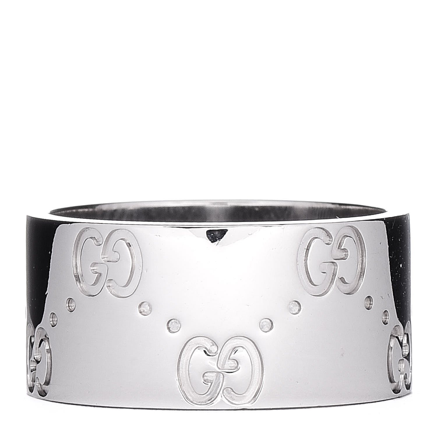 Gucci 18K White Gold 9mm Icon Band Ring 52 6 3 of 6