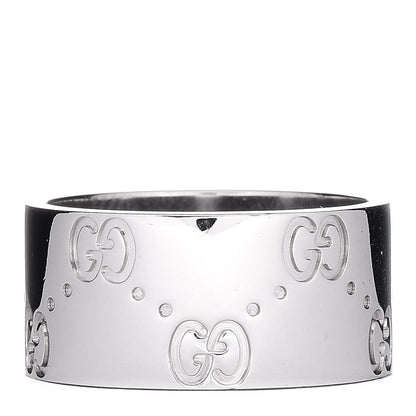 Gucci 18K White Gold 9mm Icon Band Ring 52 6 3 of 6