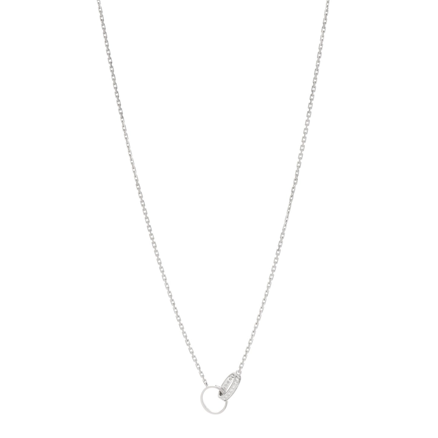 18K White Gold Diamond Interlocking LOVE Necklace