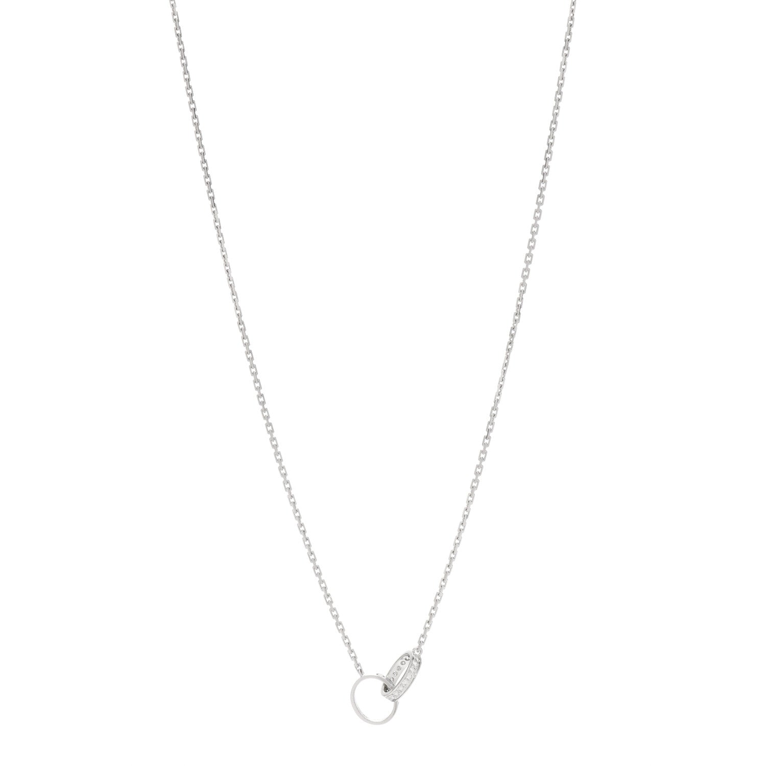 Cartier 18K White Gold Diamond Interlocking LOVE Necklace 1 of 6