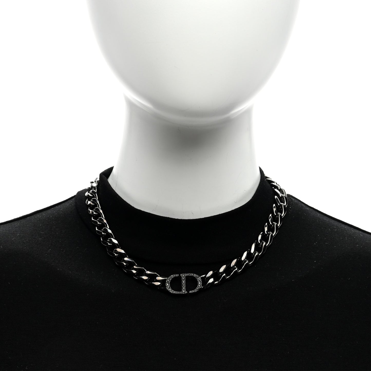 Brass CD Icon Chain Link Necklace Black