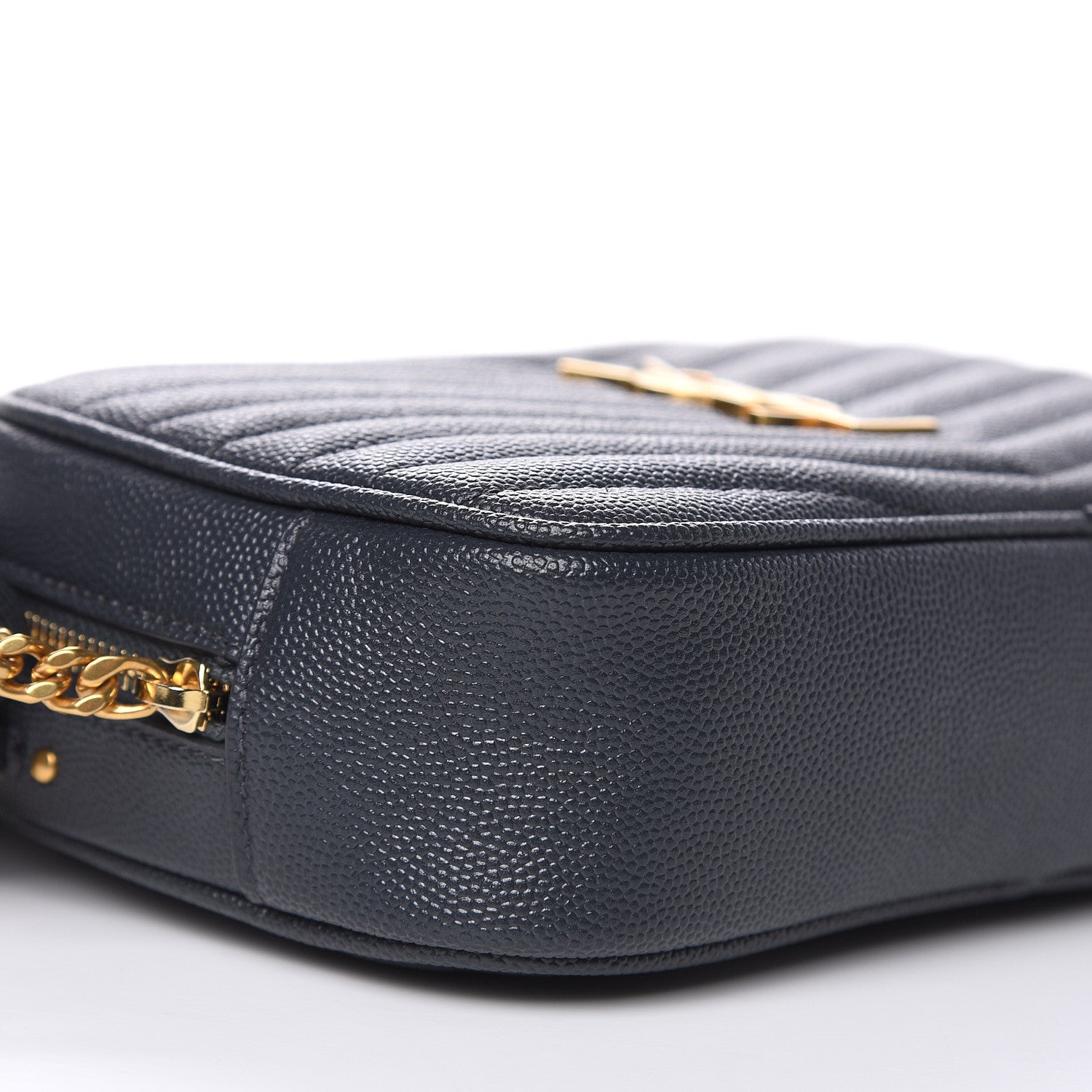 Saint Laurent Grain De Poudre Matelasse Monogram Mini Lou Camera Bag Dark Smog 8 of 10