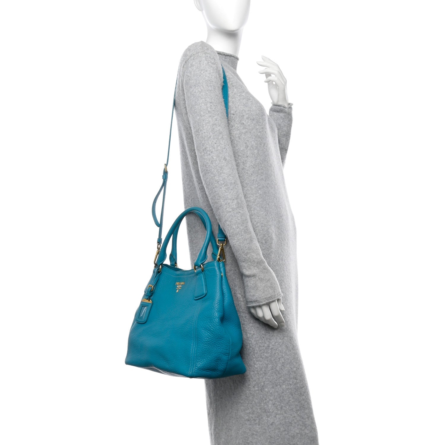 Prada Vitello Daino Tote Turchese 2 of 11