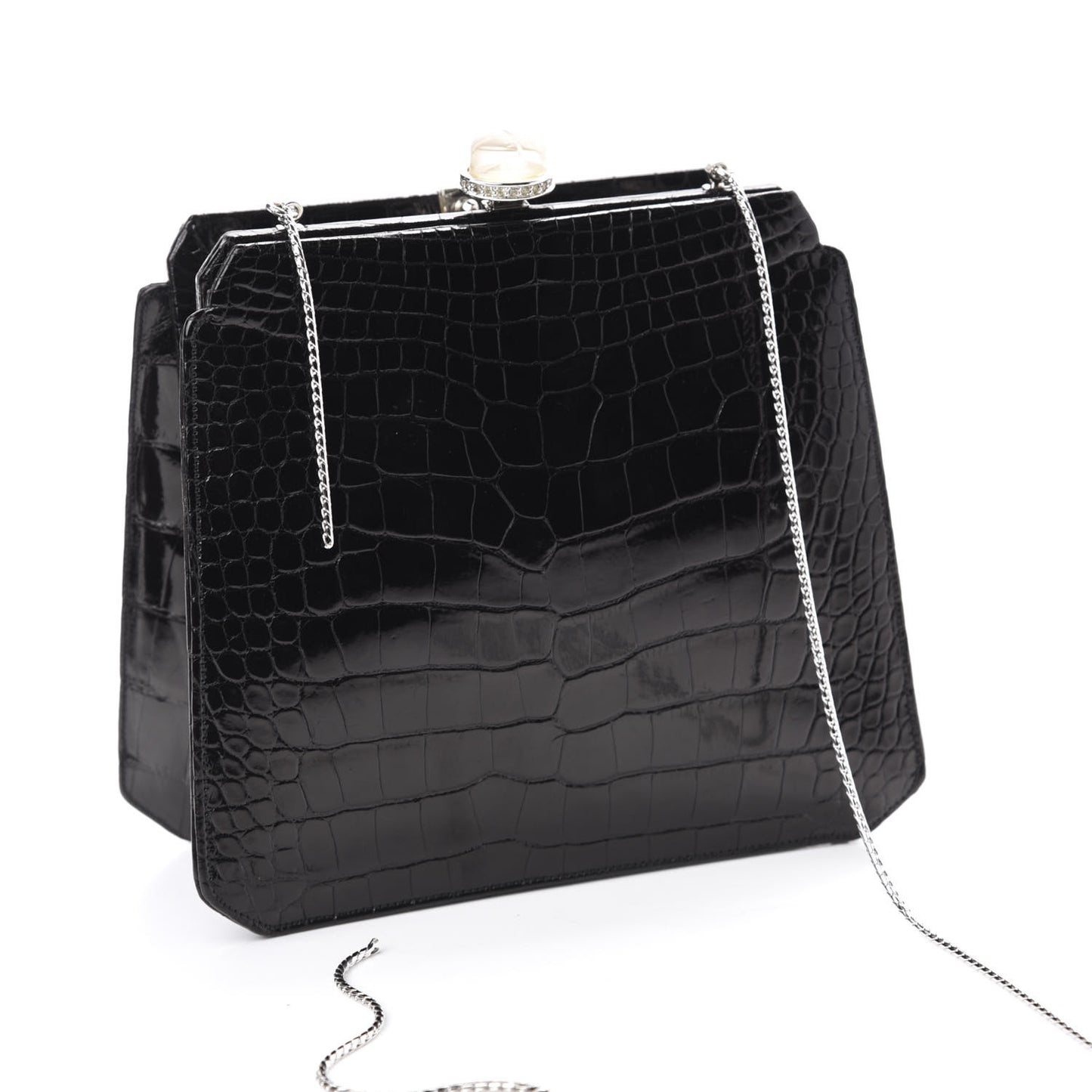 Alligator Crystal Evening Bag Black