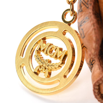 MCM Visetos Bear Key Ring Bag Charm Cognac 5 of 6