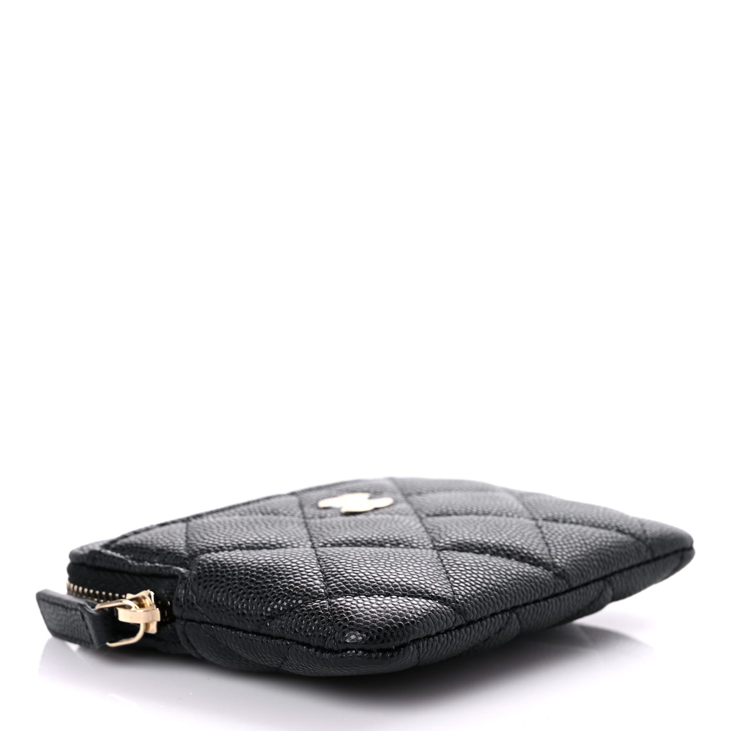 Caviar Quilted Zip Card Holder Wallet Black