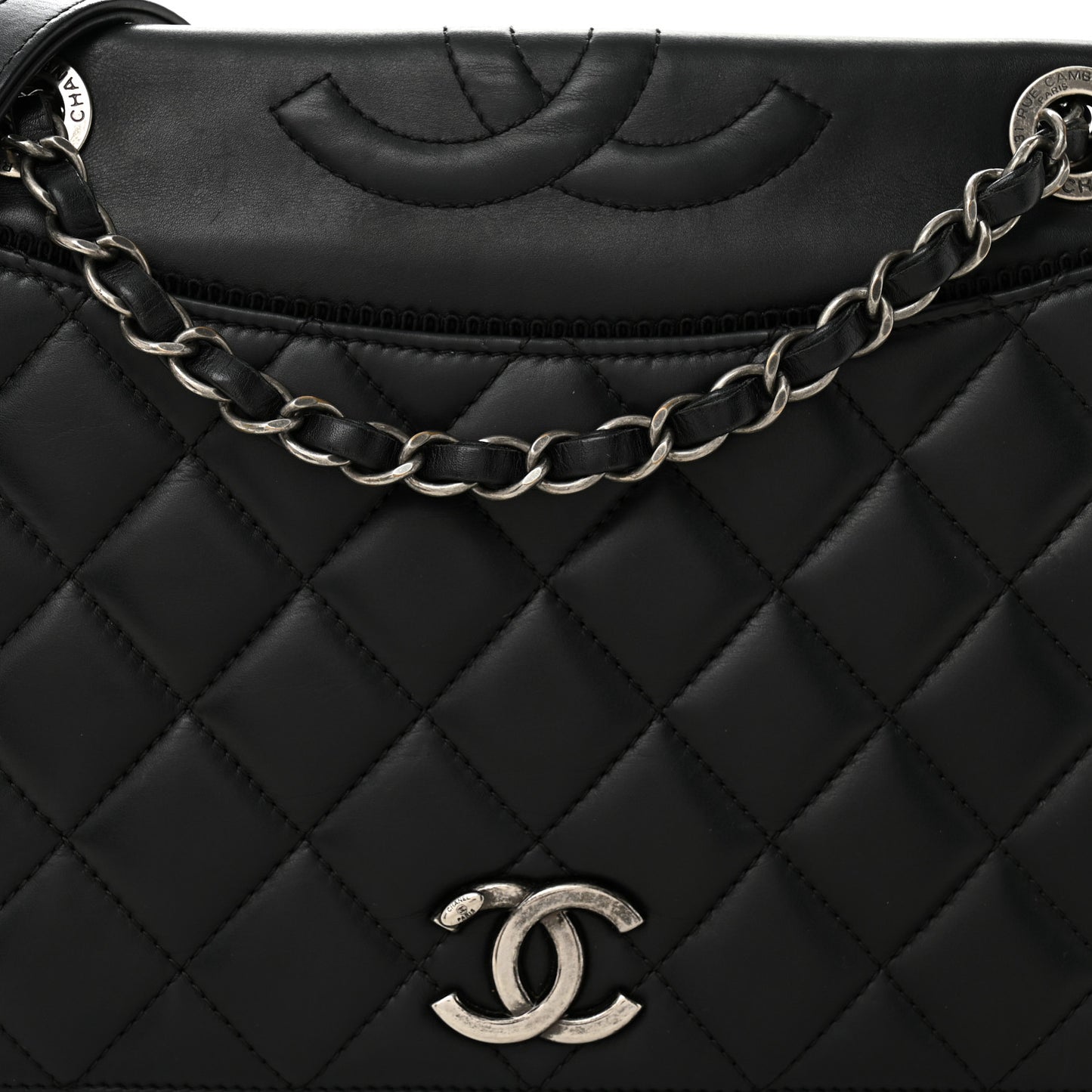 Calfskin Quilted Ballerine Flap Black