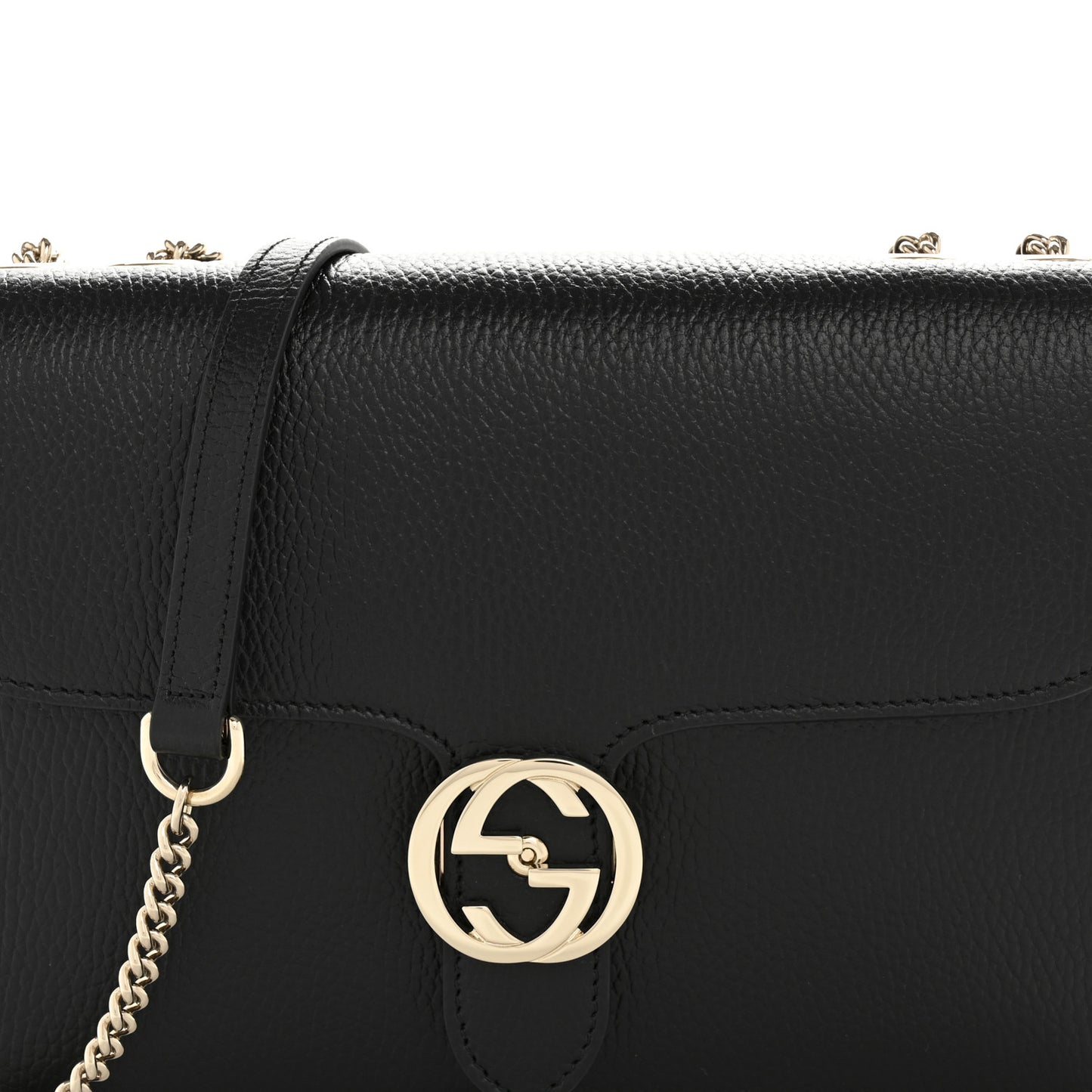 Dollar Calfskin Interlocking G Shoulder Bag Black