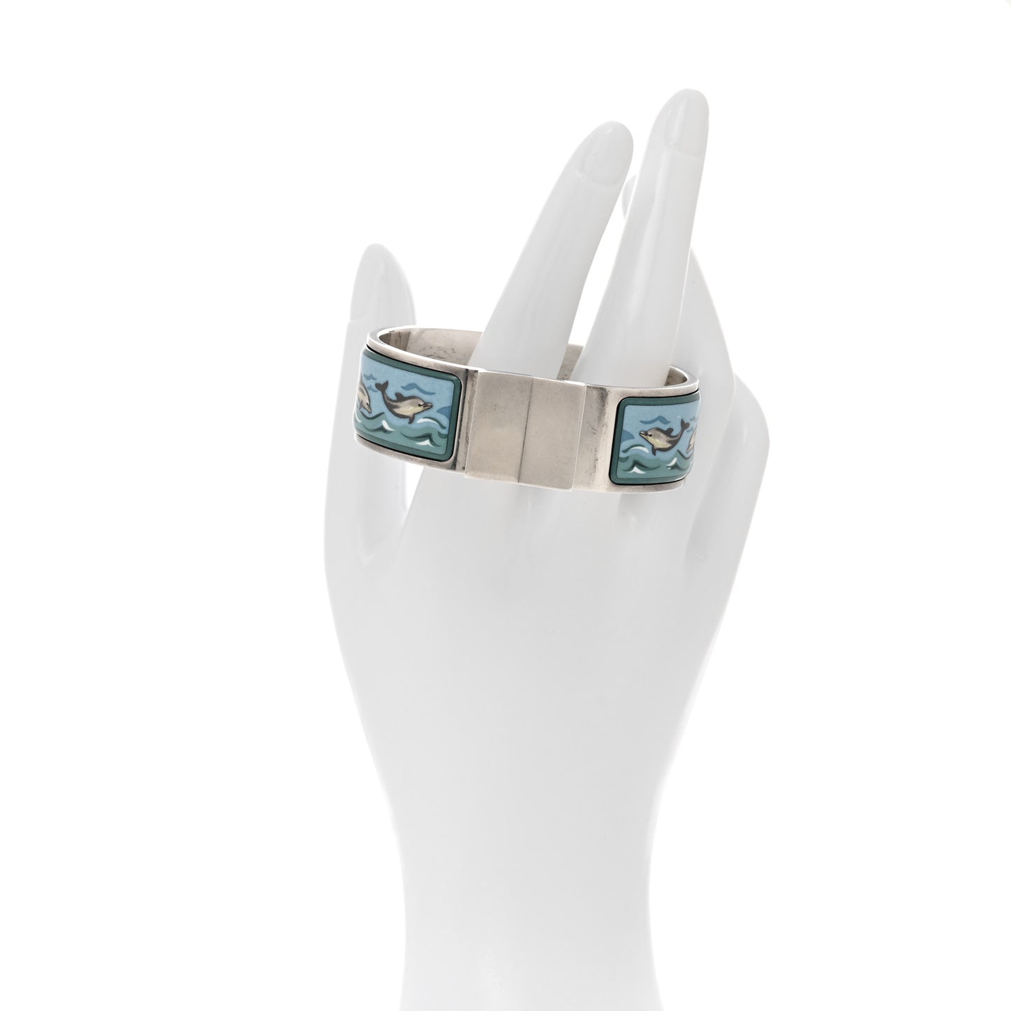 Enamel Printed Wide Dolphins Clic Clac Bracelet PM