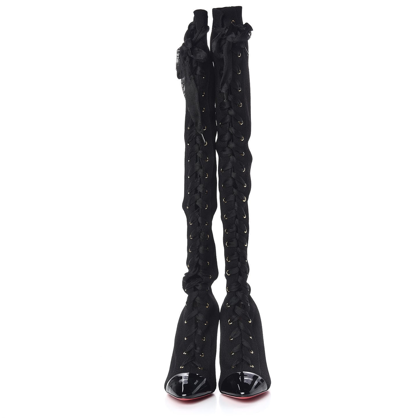 Patent Maille Tricot Frenchie 100 Sock Boots 40 Black