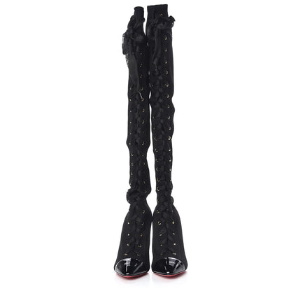 Christian Louboutin Patent Maille Tricot Frenchie 100 Sock Boots 40 Black 2 of 7