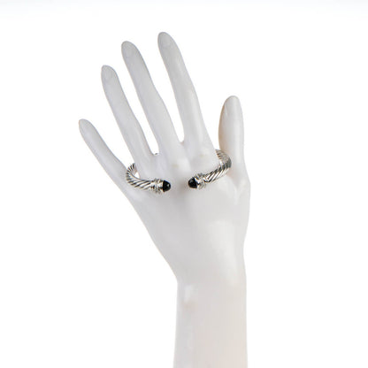 David Yurman Sterling Silver Diamond Black Onyx 7mm Cable Classics Crossover Bracelet 2 of 5