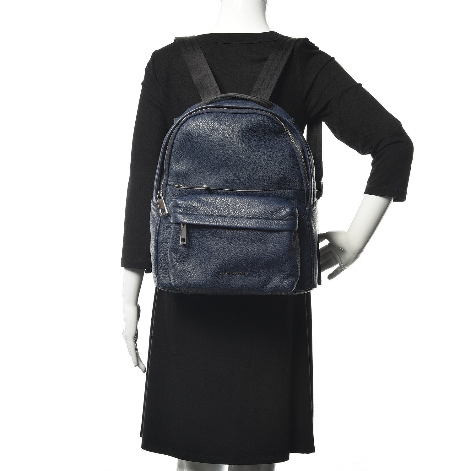 Marc Jacobs Pebbled Calfskin Varsity Backpack French Navy 2 of 9