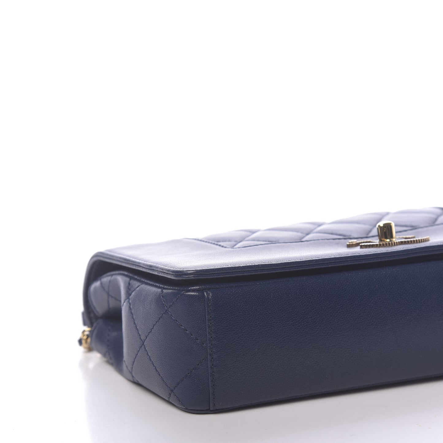 Sheepskin Quilted Medium Vintage Mademoiselle Flap Dark Navy