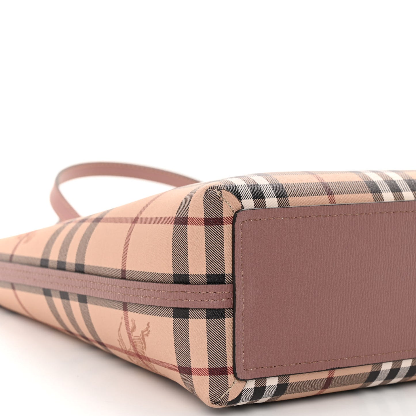 Grainy Calfskin Haymarket Check Medium Reversible Tote Dusty Pink