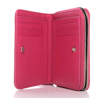 Saint Laurent Grained Calfskin Rive Gauche Compact Zip Around Wallet Fuchsia 4 of 6