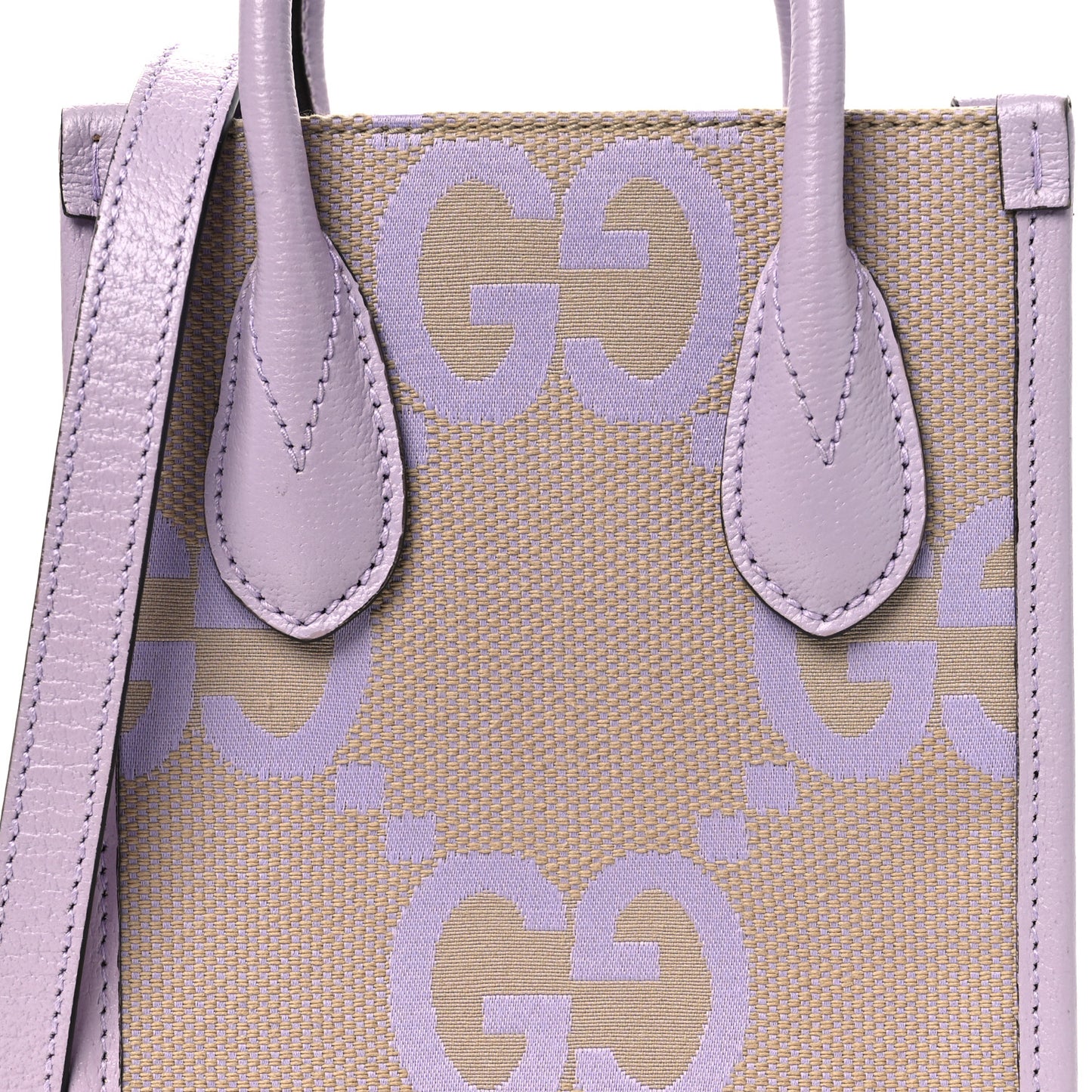 Monogram Jumbo GG Textured Dollar Calfskin Mini Tote Bag Beige Lapis