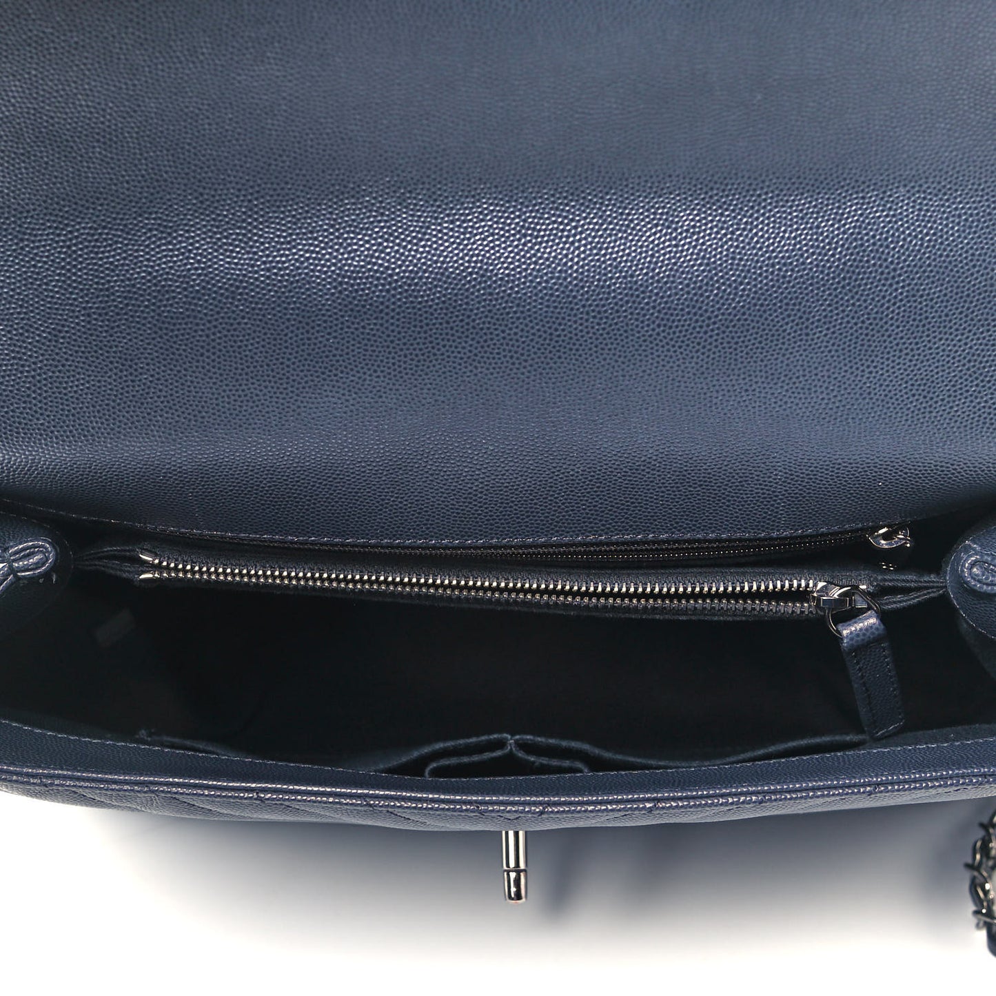 Caviar Chevron Quilted Medium Coco Handle Flap Dark Grey
