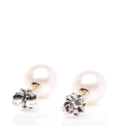 Tiffany Sterling Silver Freshwater Pearl 8-9mm Ziegfeld Earrings 3 of 5