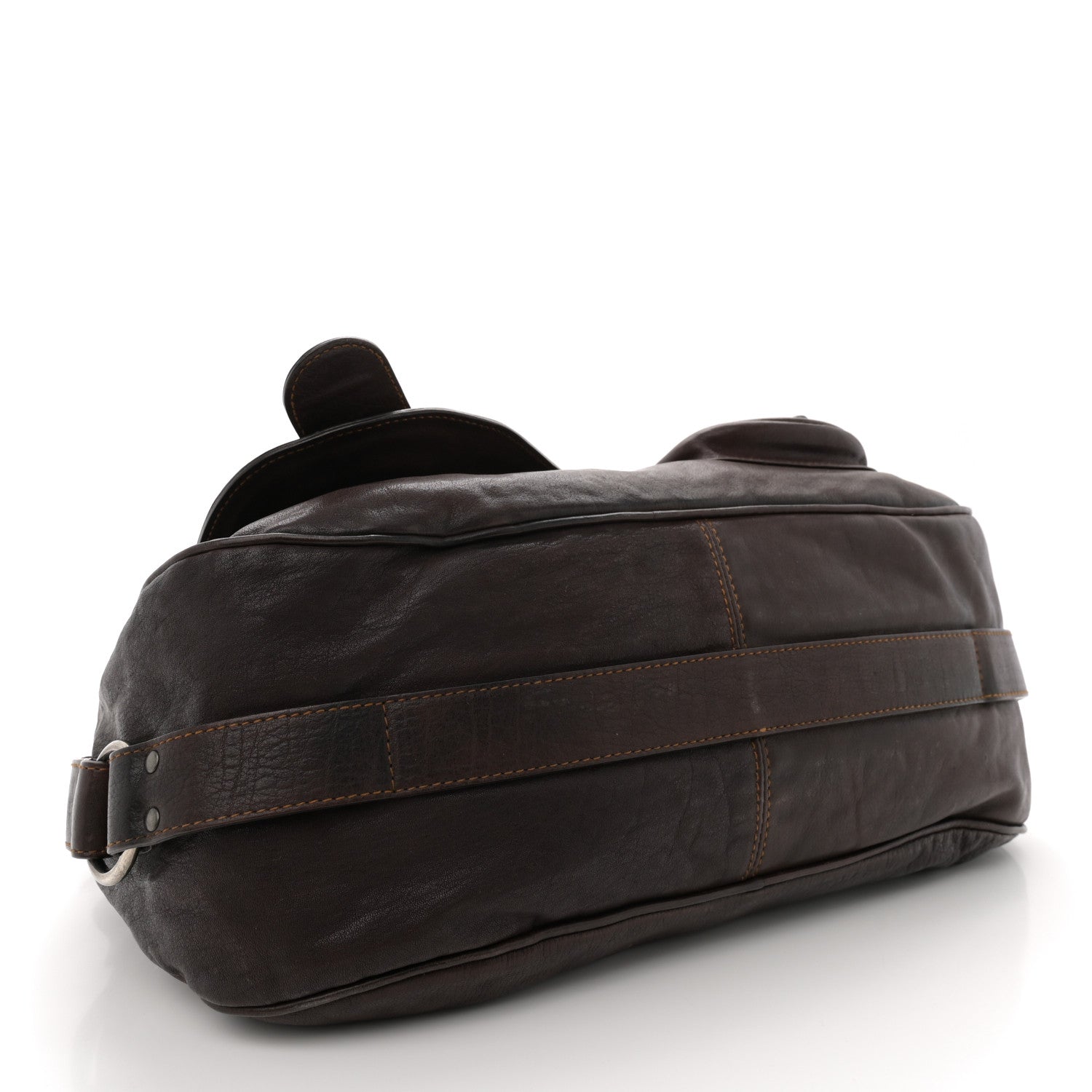 Christian Dior Calfskin Large Gaucho Double Saddle Bag Brown 4 of 10