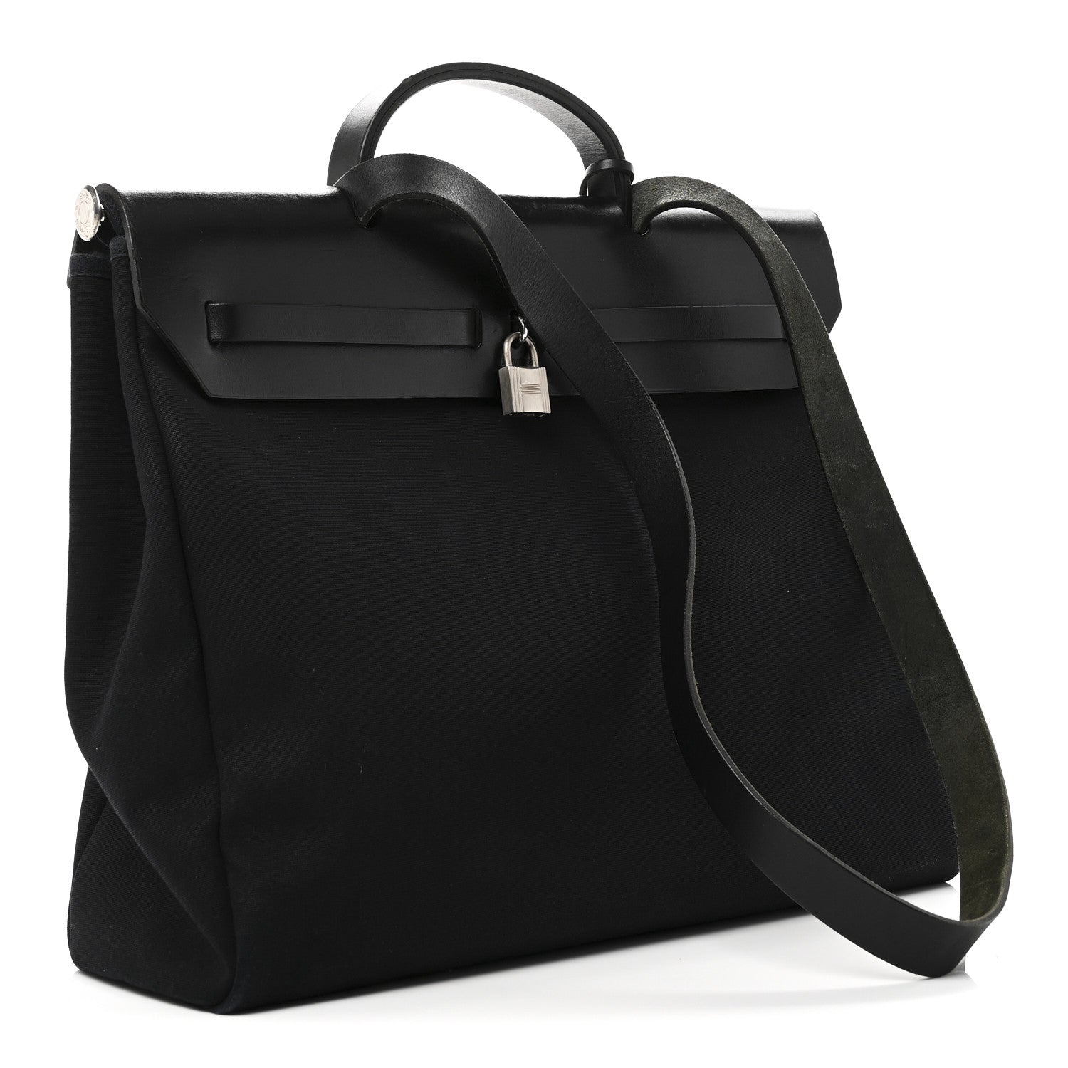 Hermes Toile Vache Calfskin Herbag 39 MM Black 3 of 10