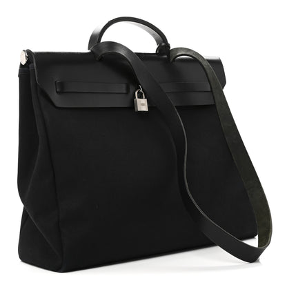 Hermes Toile Vache Calfskin Herbag 39 MM Black 3 of 10