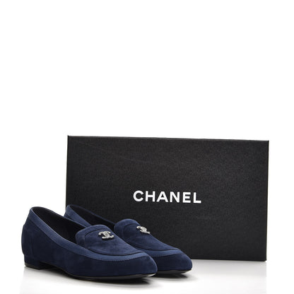 Chanel Suede CC Loafers 35.5 Navy 11 of 11