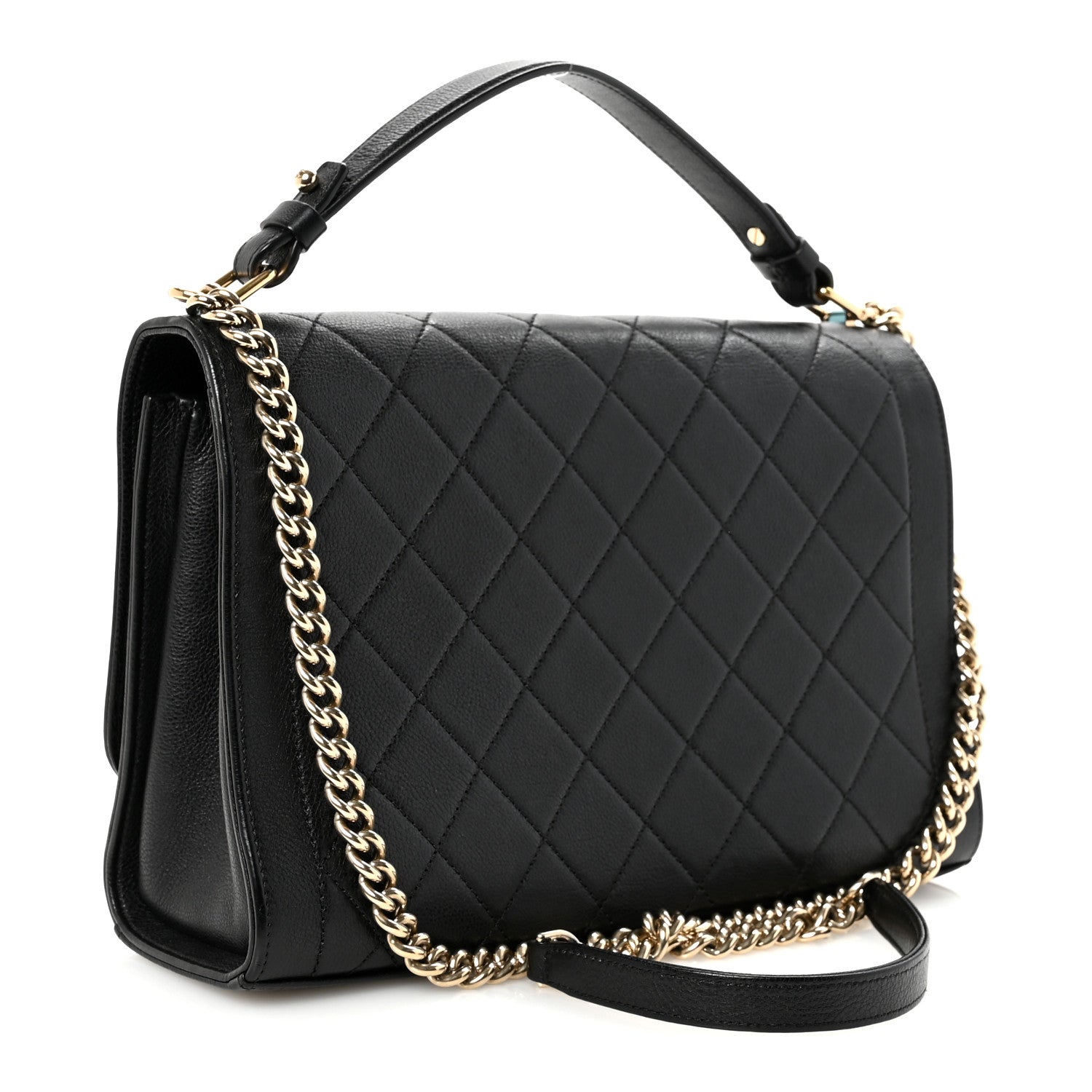 Chanel Grained Calfskin Quilted Large Label Click Flap Bag Black 3 of 10
