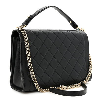 Chanel Grained Calfskin Quilted Large Label Click Flap Bag Black 3 of 10