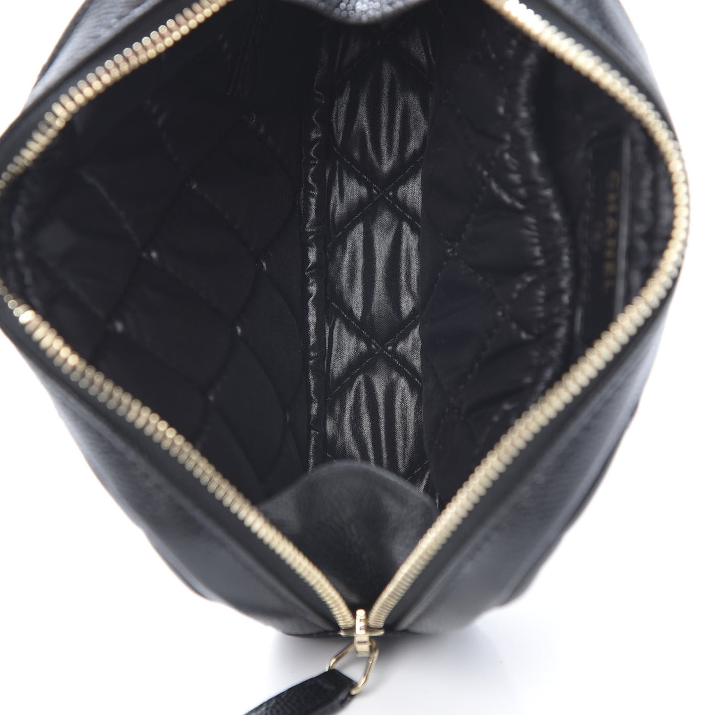 Caviar Quilted Small Curvy Pouch Cosmetic Case Black