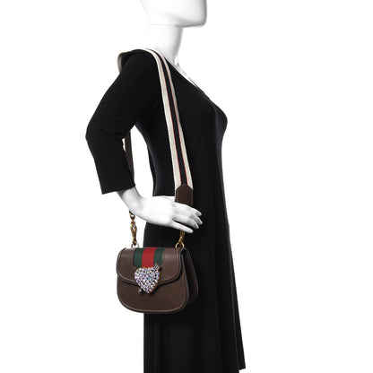 Gucci Textured Calfskin Web Crystal Heart Stripe Small Totem Shoulder Bag New Acero 2 of 10