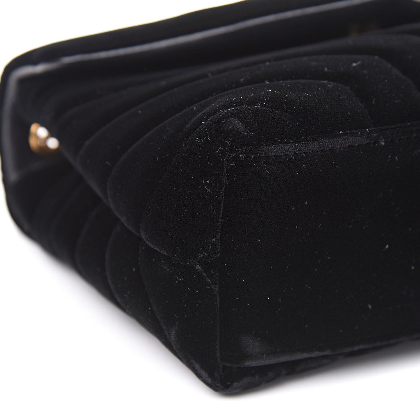 Velvet Y Quilted Monogram Small Loulou Chain Satchel Black