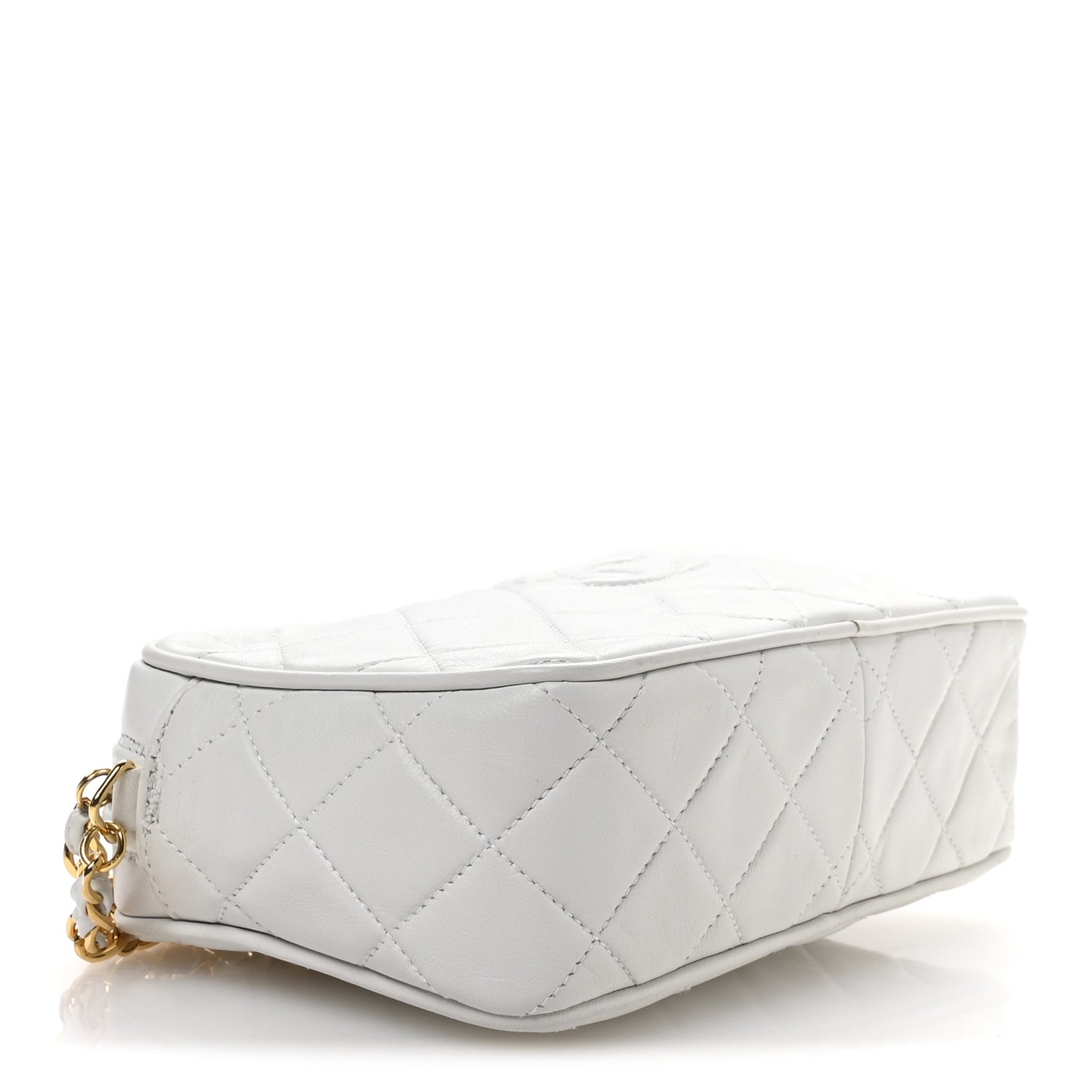 Lambskin Quilted Tassel Camera Case White