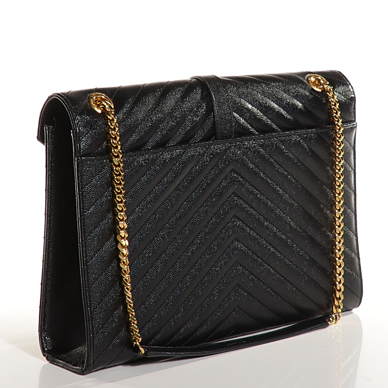 Saint Laurent Grain De Poudre Matelasse Chevron Large Monogram Satchel Black 3 of 9