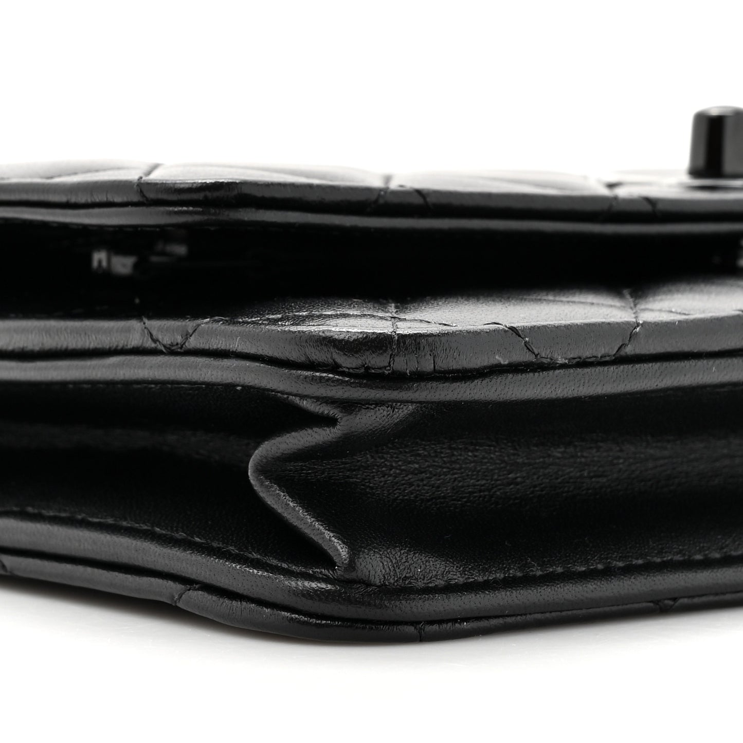 Lambskin Quilted Trendy CC Wallet On Chain WOC So Black