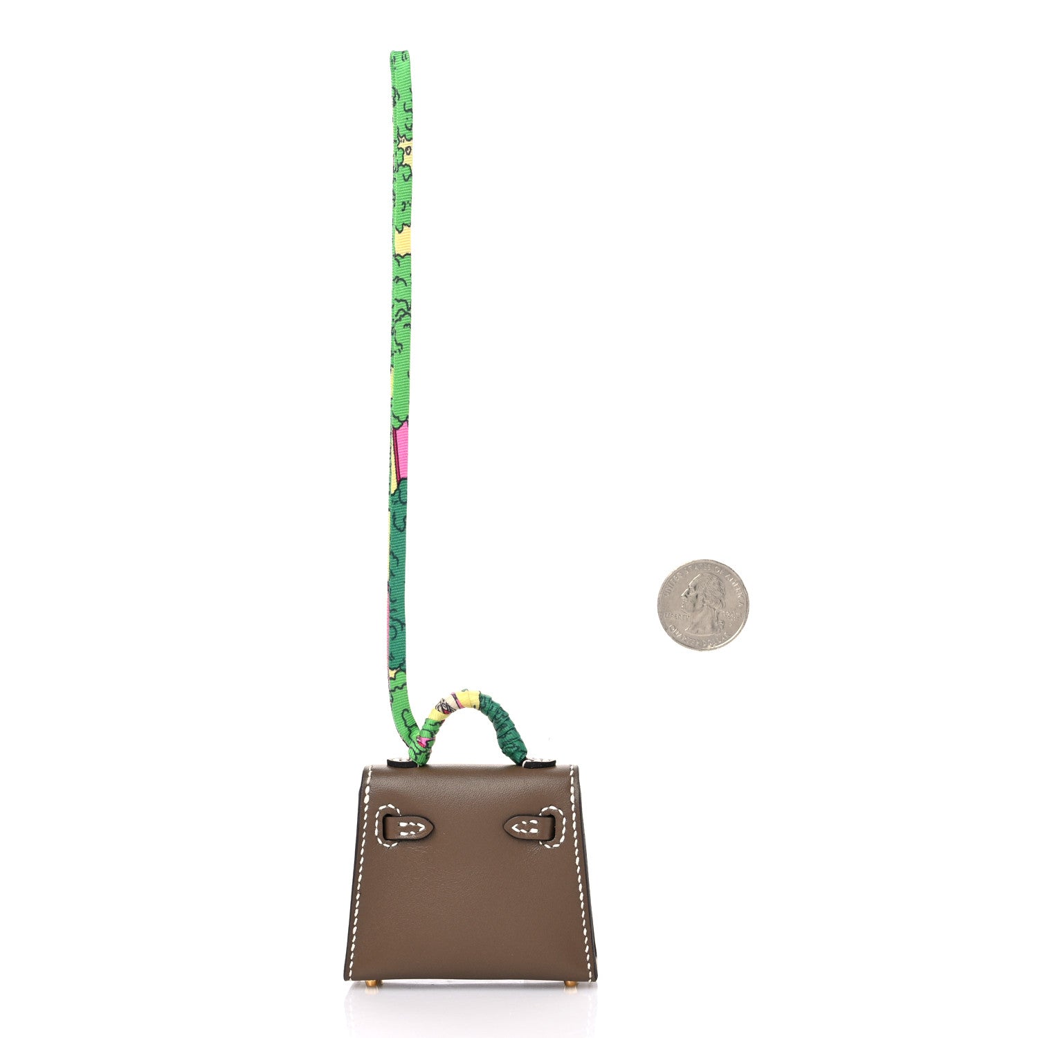 Hermes Tadelakt Mini Kelly Twilly Bag Charm Etoupe 2 of 9