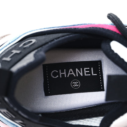 Chanel Fabric Suede CC Sneakers 40.5 Blue Beige Pink 7 of 8