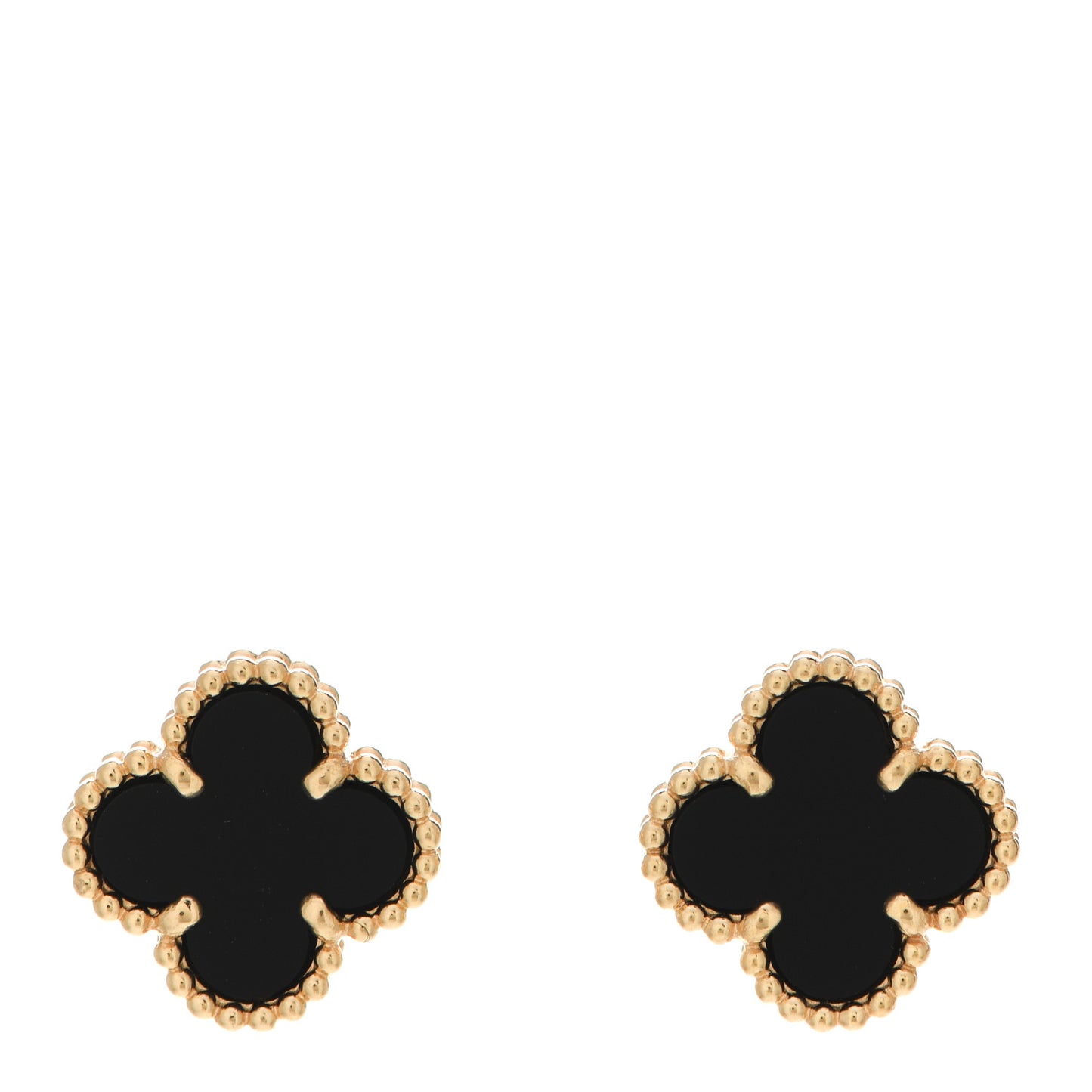 18K Yellow Gold Black Onyx Sweet Alhambra Earrings