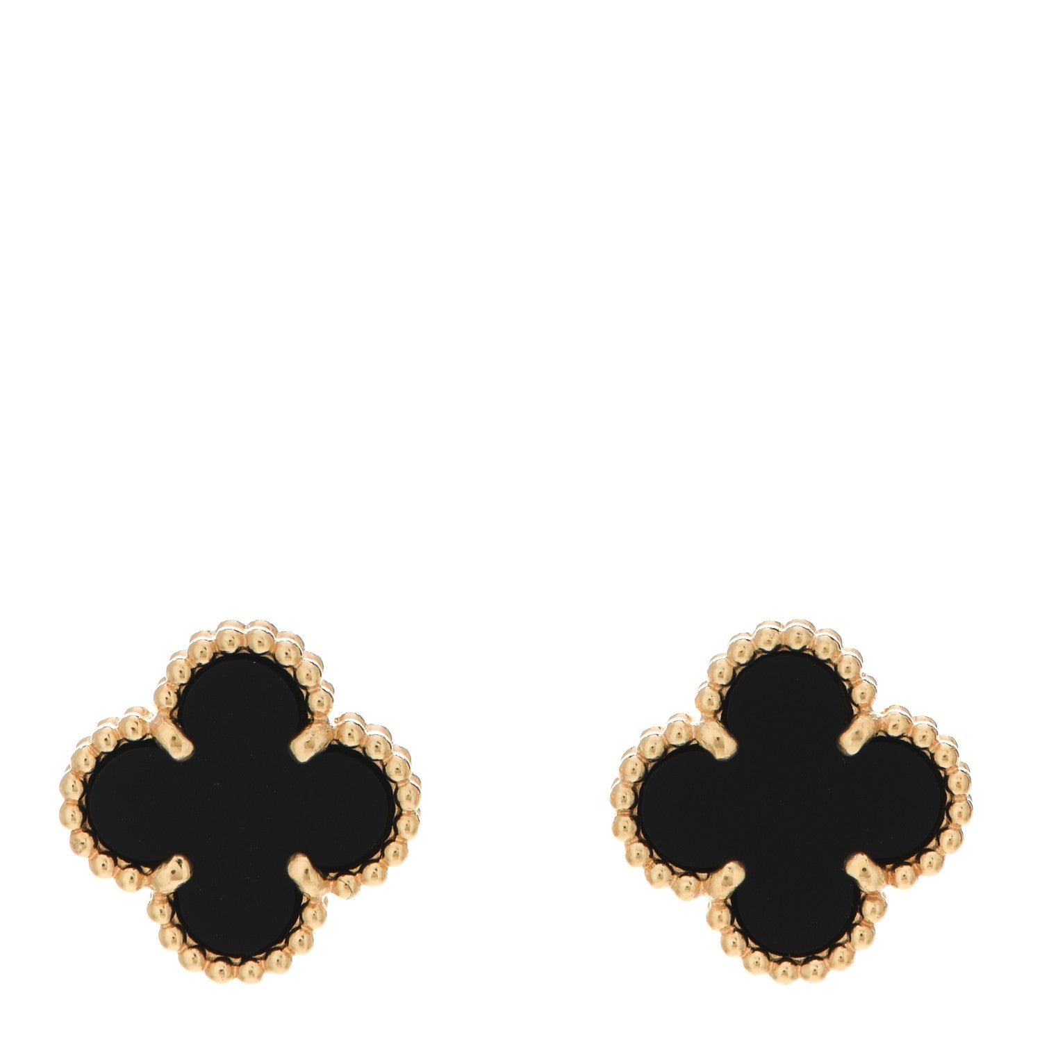 Van Cleef & Arpels 18K Yellow Gold Black Onyx Sweet Alhambra Earrings 1 of 5