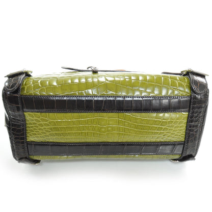 Prada Crocodile Colour Buckles Bag Green Orange 3 of 9