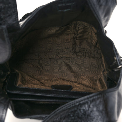 Salvatore Ferragamo Calfskin Woven Satchel Black 5 of 8