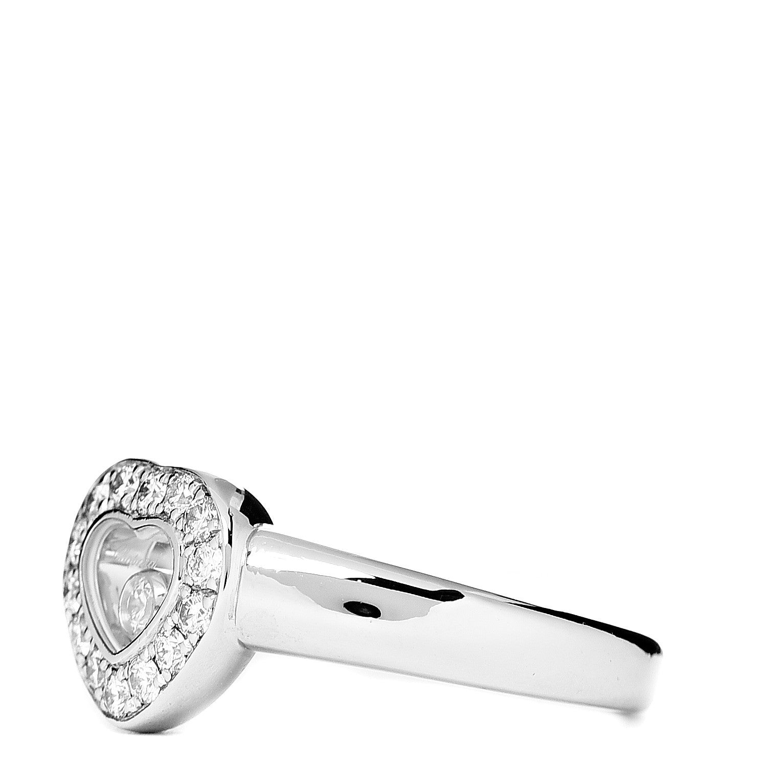 Chopard 18K White Gold Diamond Happy Diamonds Heart Ring 50 5.25 2 of 7