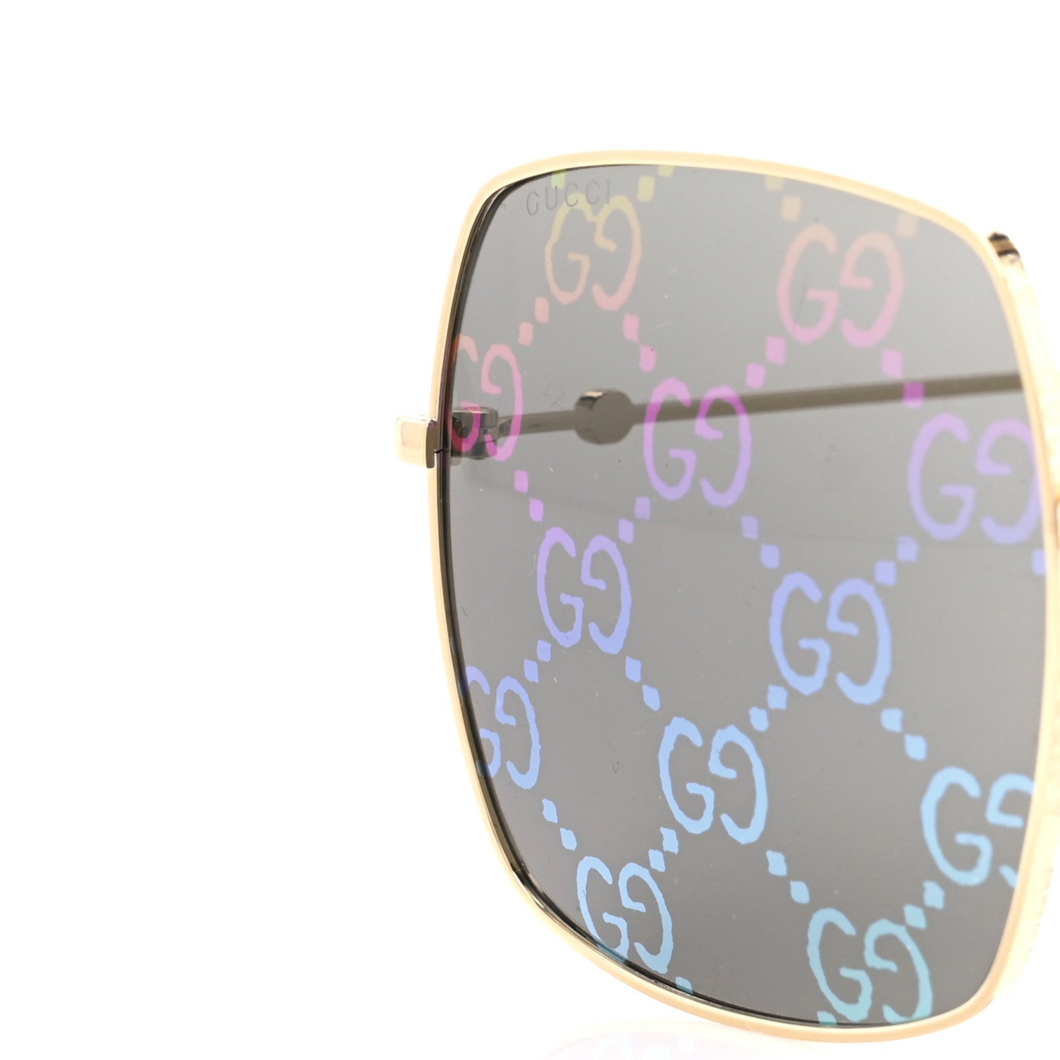 Gucci Metal Rectangular Frame Sunglasses GG0414S Gold Multicolor 7 of 7