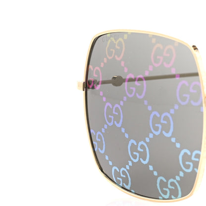 Gucci Metal Rectangular Frame Sunglasses GG0414S Gold Multicolor 7 of 7