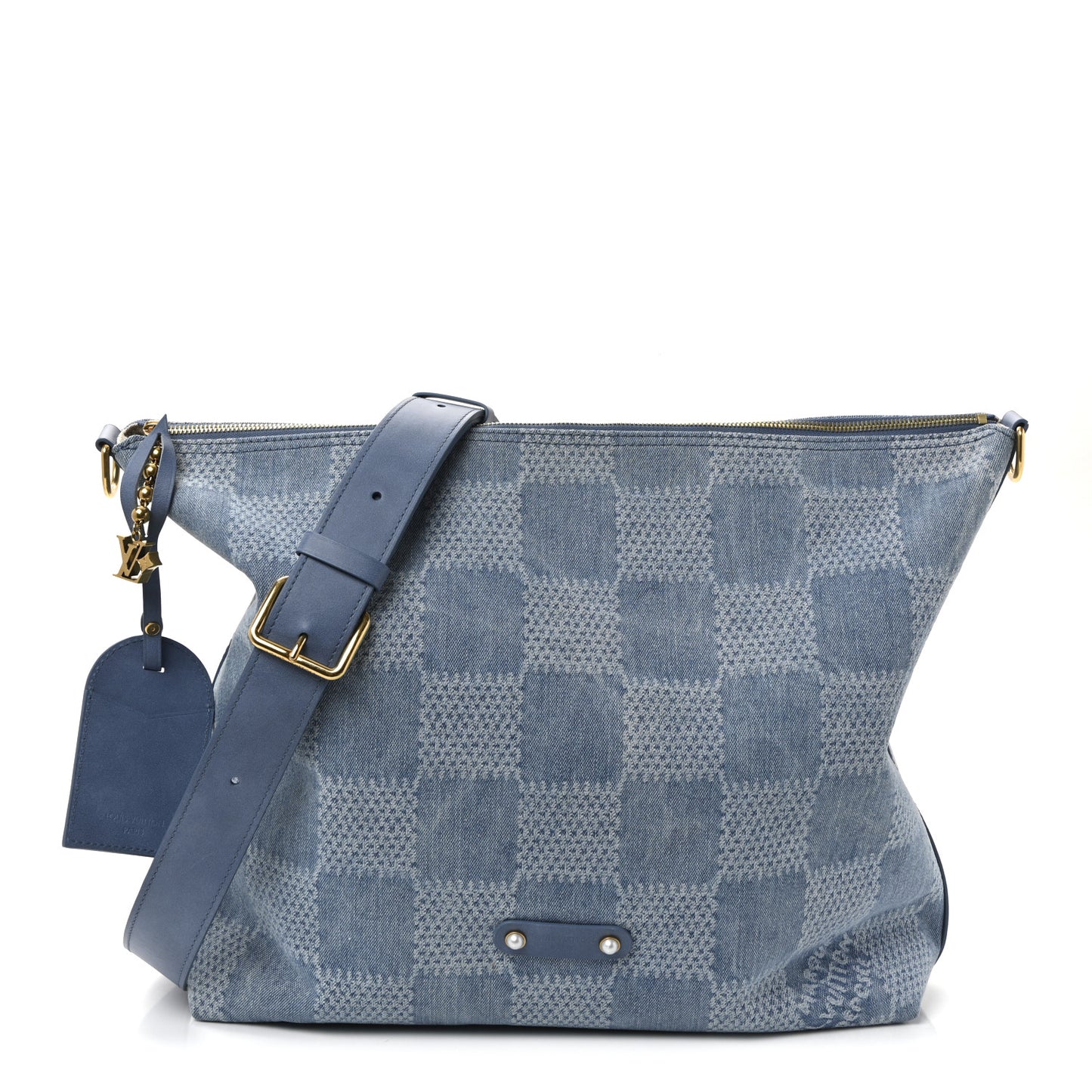 Damier Denim Vagabond Hobo Blue