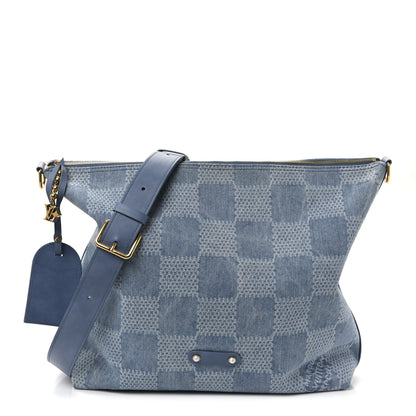Louis Vuitton Damier Denim Vagabond Hobo Blue 1 of 8